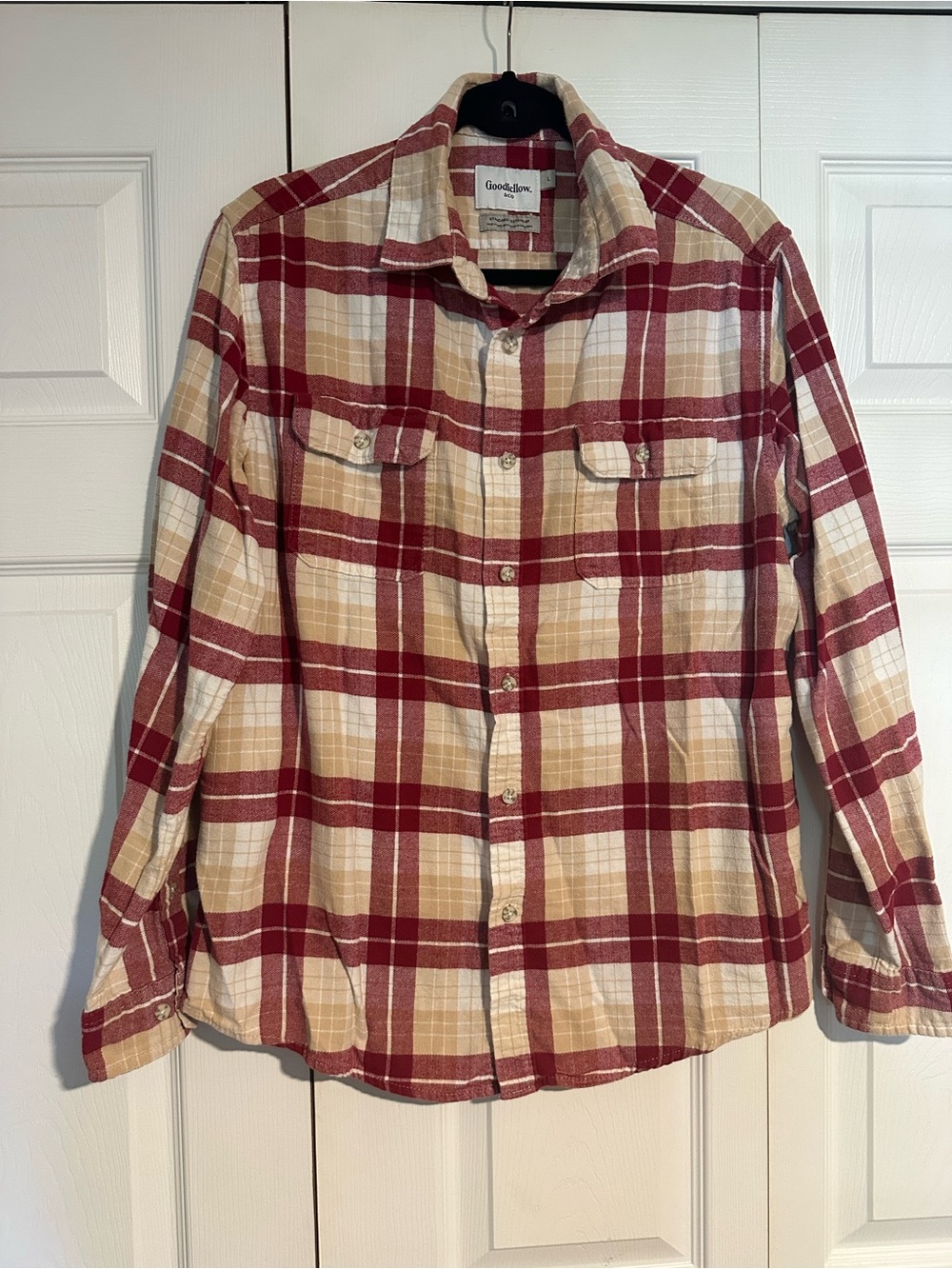 Goodfellow & Co. Red and Cream Plaid Flannel Shirt